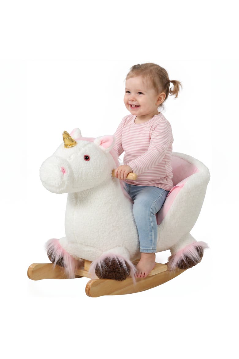 Unicorn Baby Rocking Horse with Sound & Seat Belt, 12-36 Months, White, Main, color, White