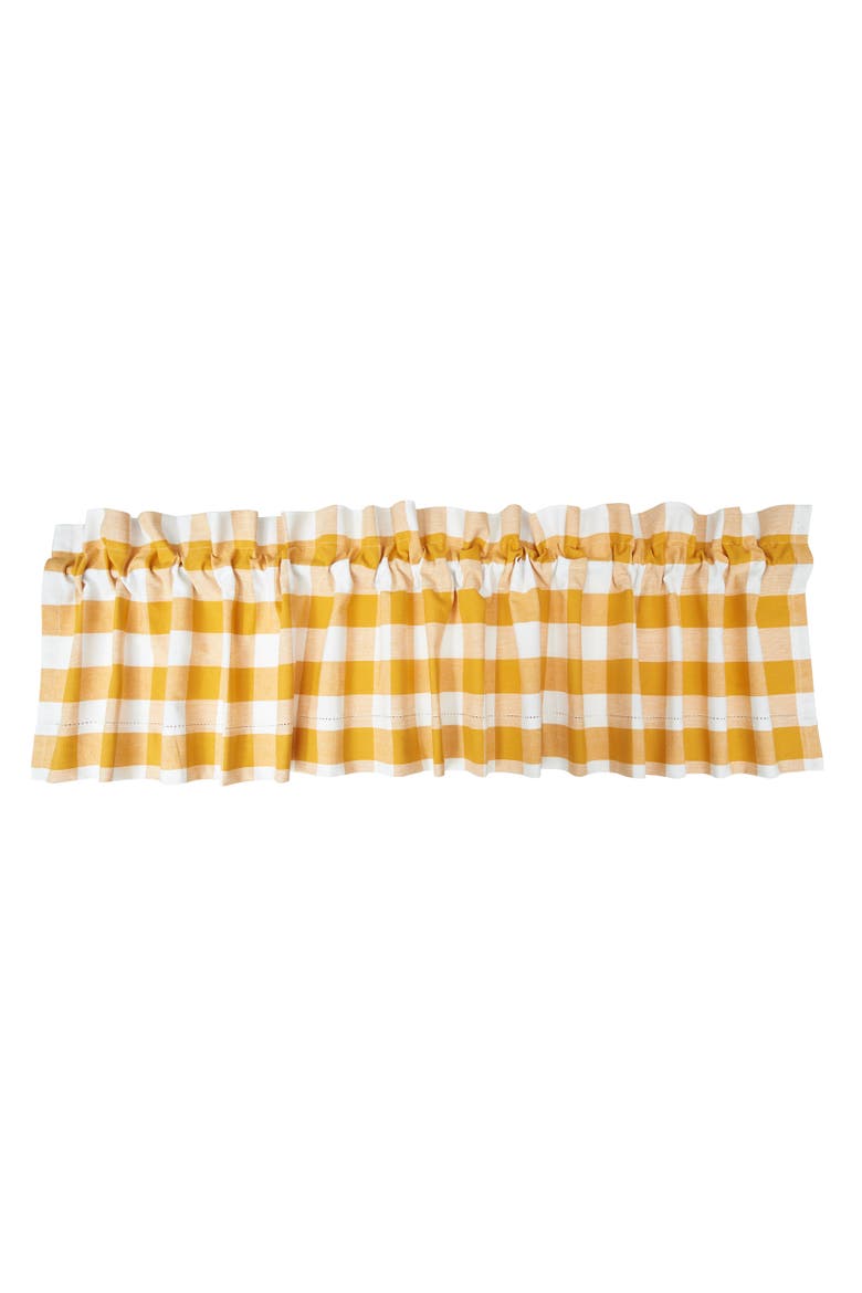Franklin Ochre Yellow & White Gingham 100% Cotton Single Window Valance 15.5" x 72", Main, color, Yellow