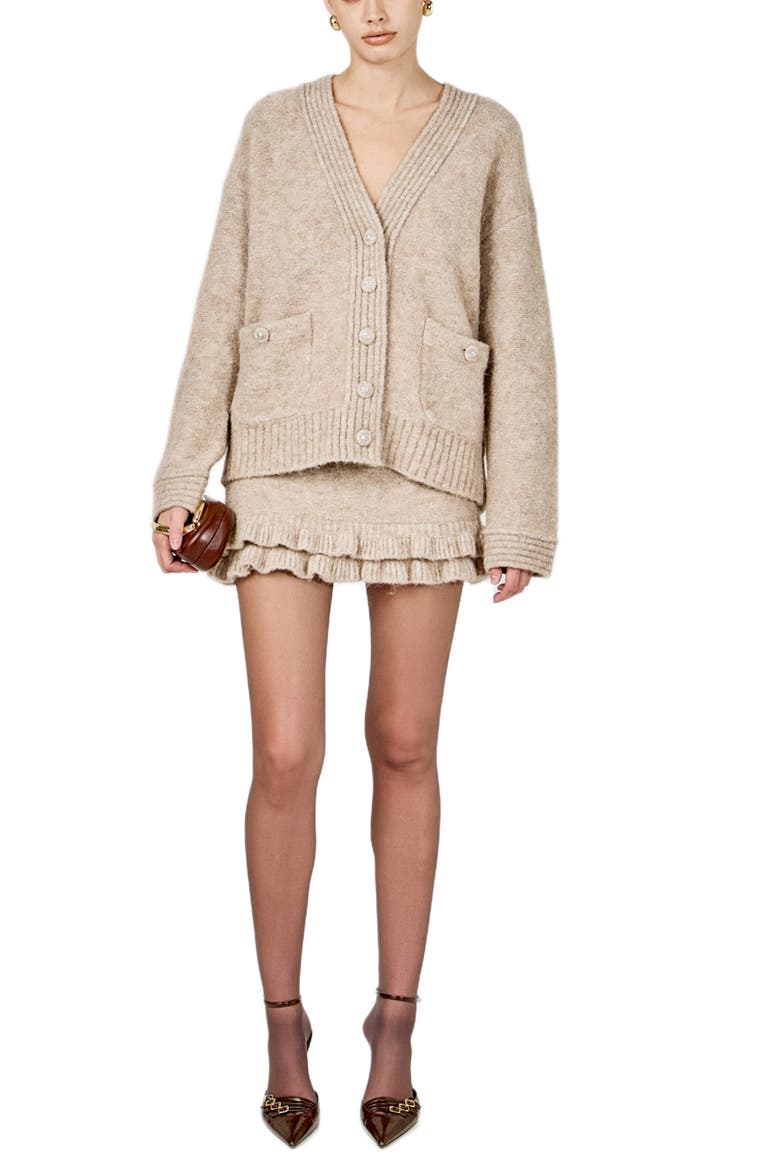 Fuzzy Oversize Cardigan, Alternate, color, TAUPE