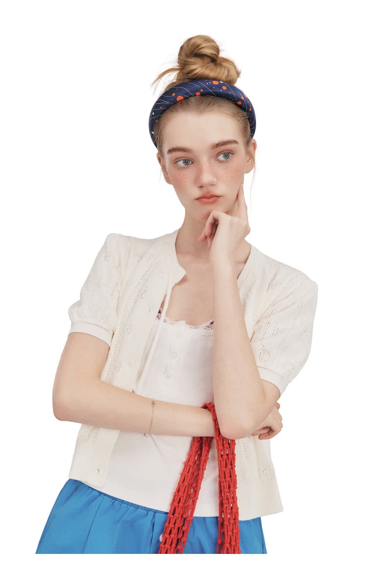 Celestia Dots Silk Headband, Alternate, color, Blue