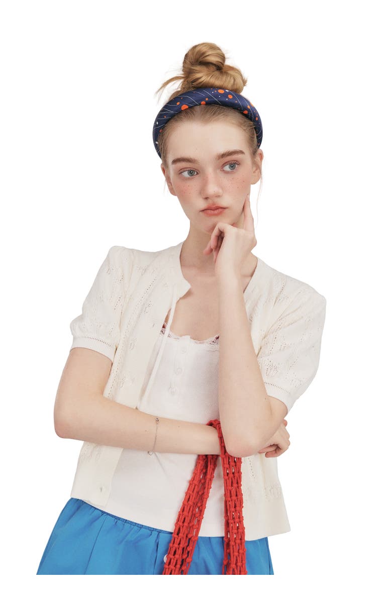 OLAH Celestia Dots Silk Headband, Alternate, color, Blue