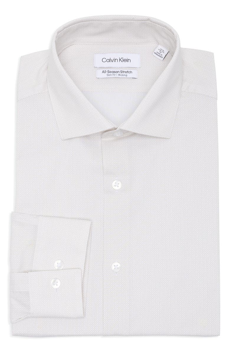 Calvin Klein Long Sleeve Dress Shirt, Alternate, color, Tan