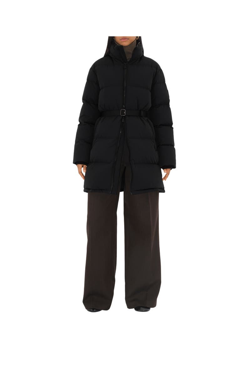 Nylon Puffer Coat, Alternate, color, Black/snug
