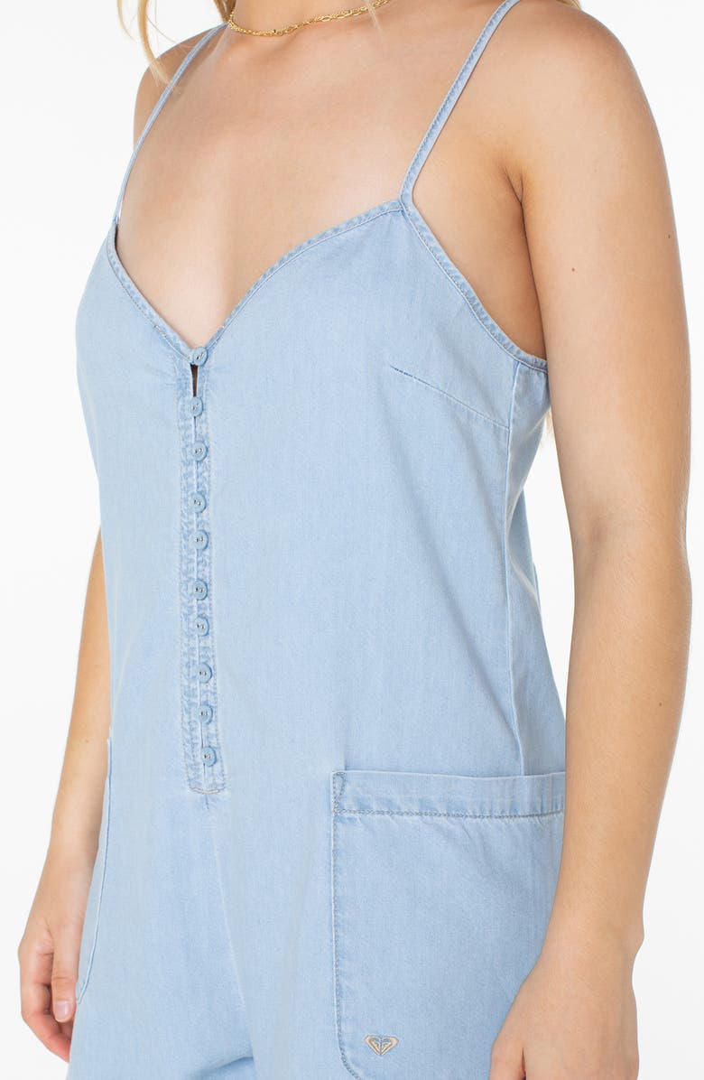 Roxy Sea of Stars Cotton Blend Chambray Romper, Alternate, color, 