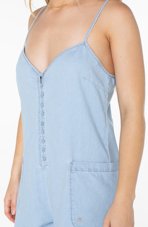 Roxy Sea Of Stars Cotton Blend Chambray Romper