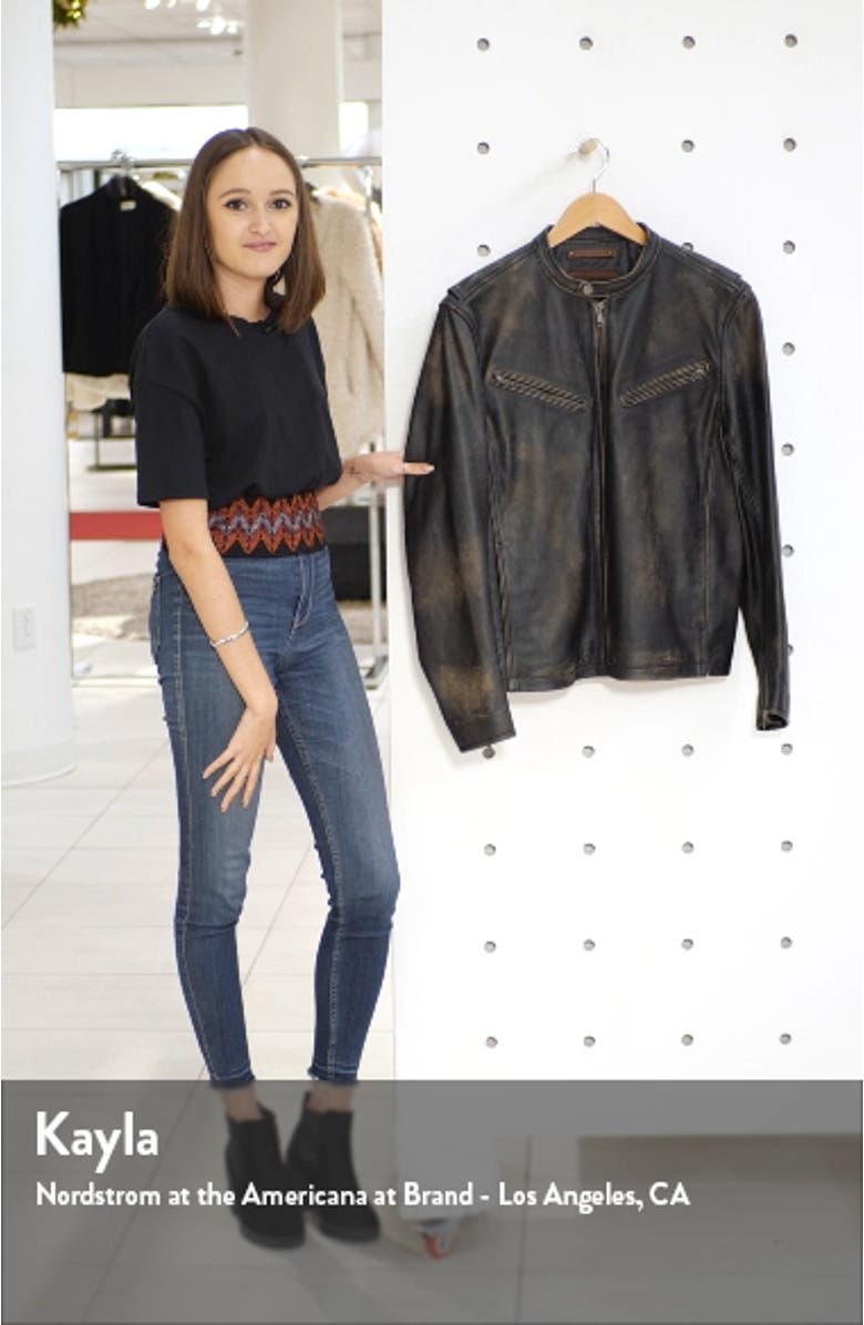 Calfskin Leather Racer Jacket, sales video thumbnail