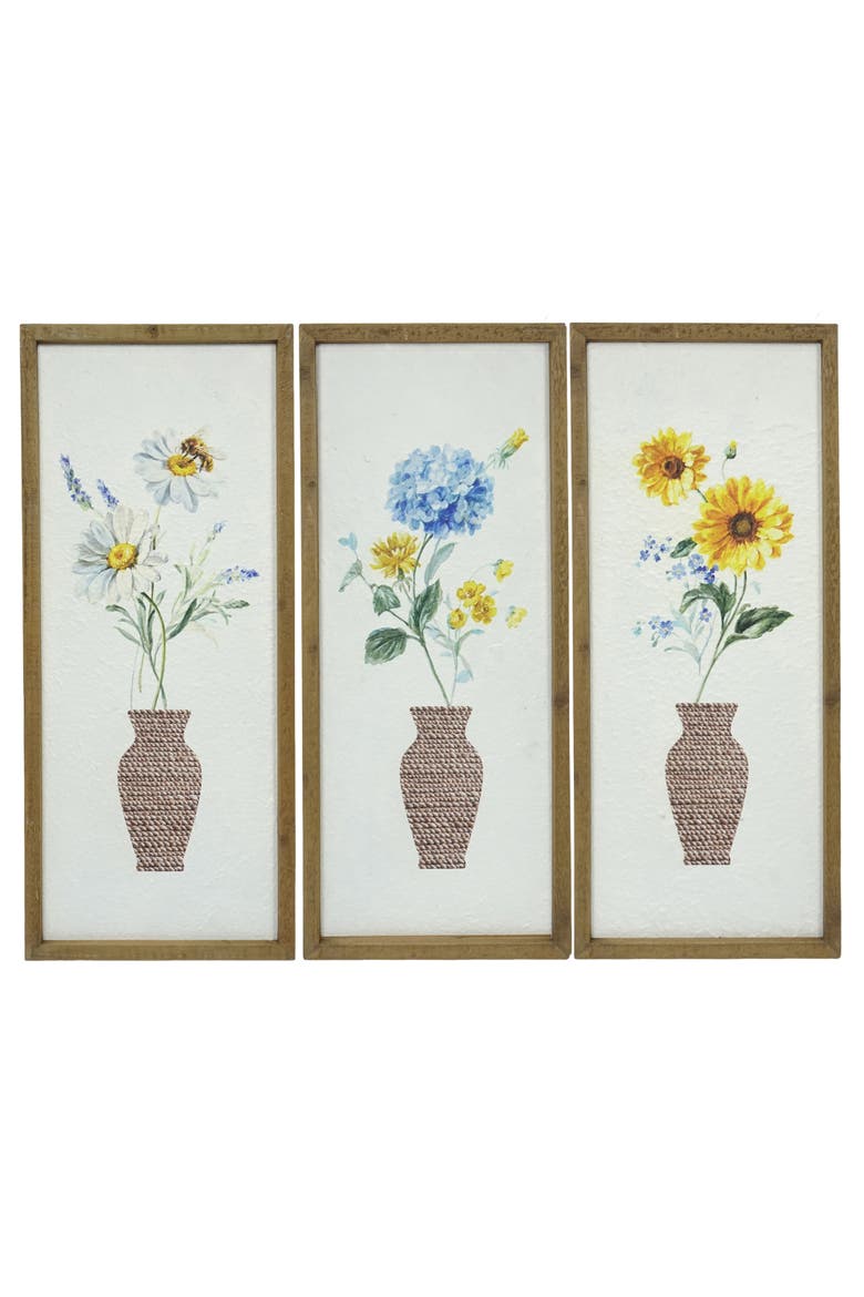 Floral Print Wall Art Set of 3, Main, color, Yellow