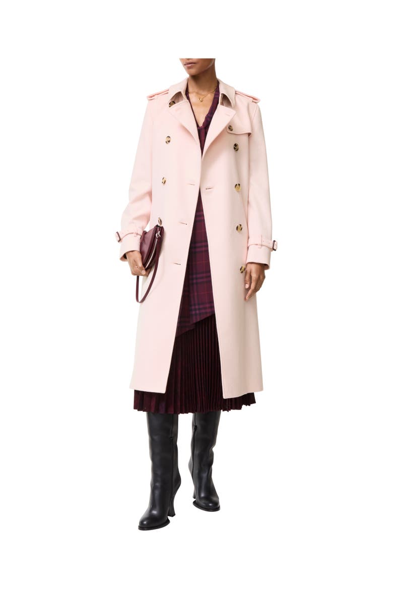 Long Cashmere Kensington Trench Coat, Alternate, color, Bouquet pink