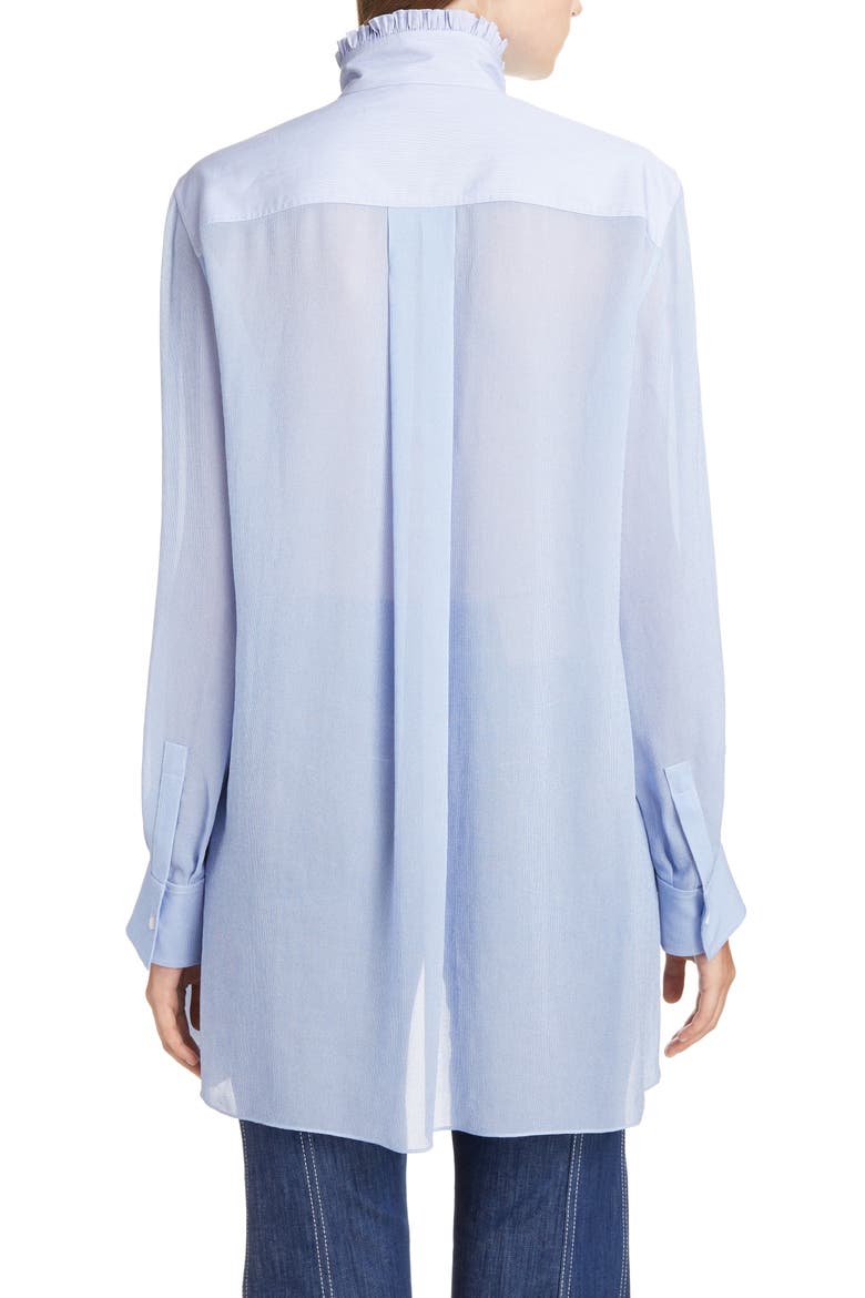 Ruffle Trim High/Low Poplin Shirt, Alternate, color, LAVENDER BLUE