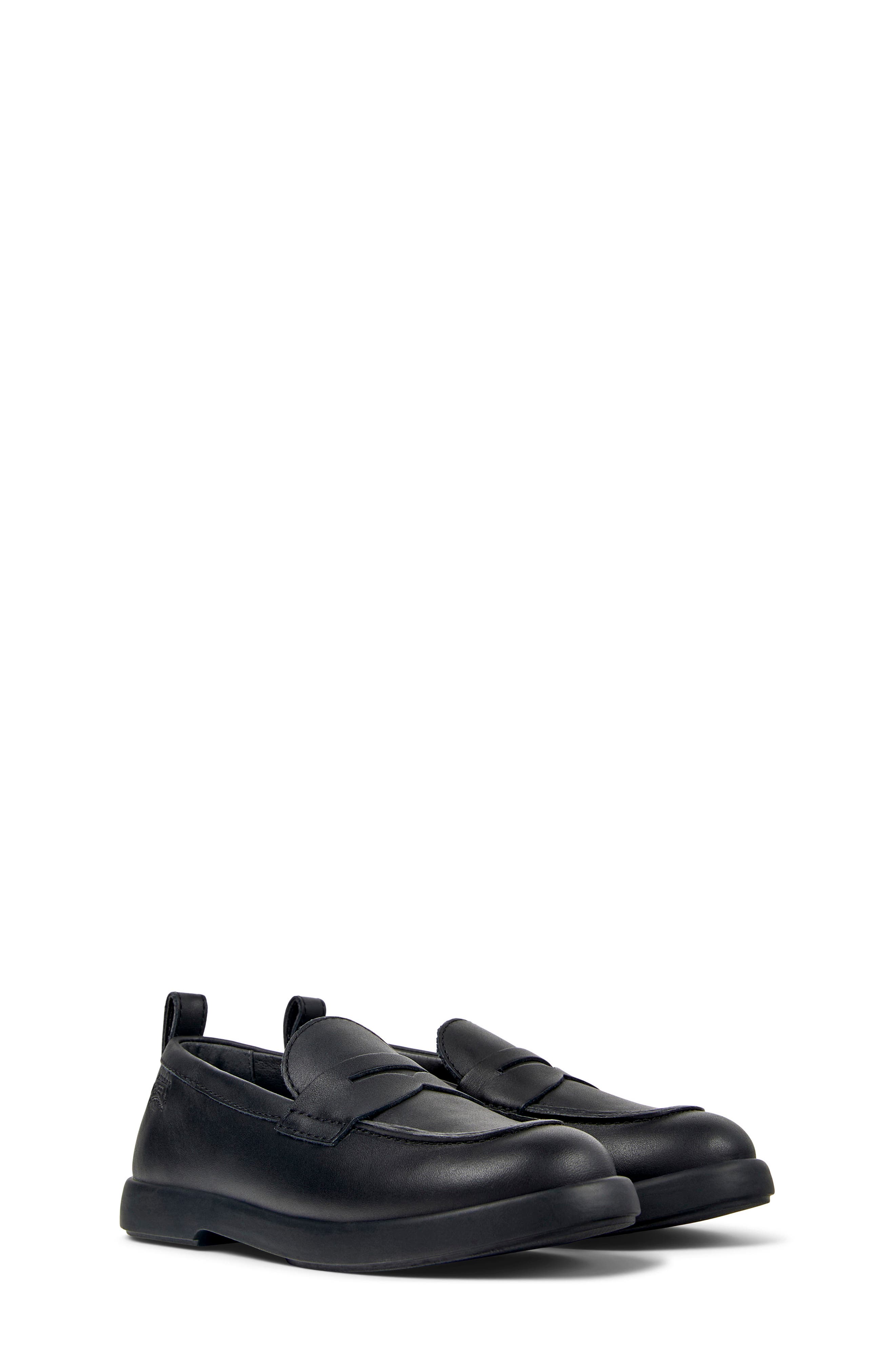 Kids' Duet Leather Loafer, Main, color, BLACK