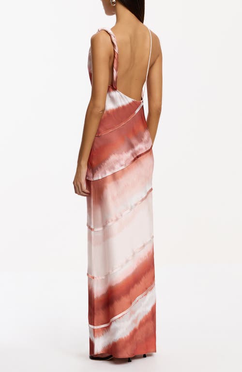 Significant Other Kahlo Stripe Satin Gown In Brown