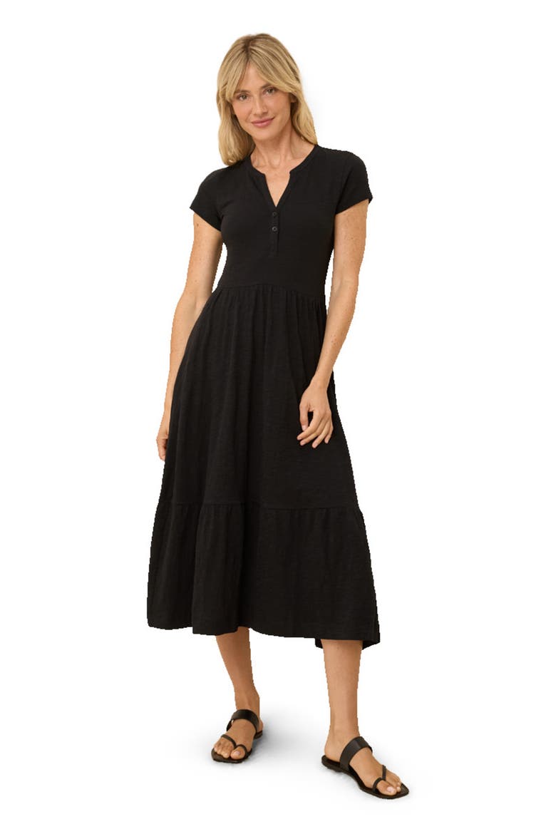 cotton henley dress The Cotton Crochet Henley Dress Navy Blue / M