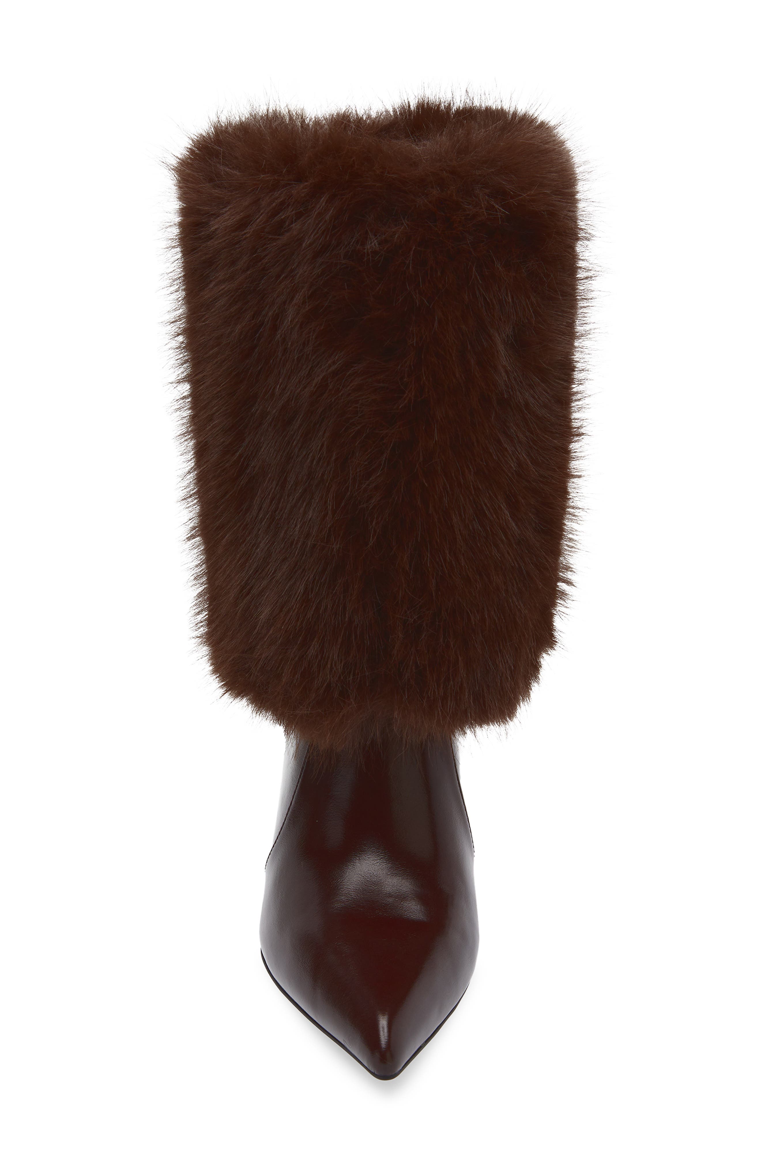 Jeffrey Campbell Thermal Faux Fur Cuff Bootie, Alternate, color, Coffee Combo