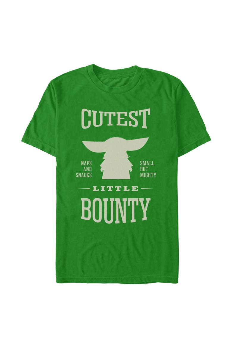 Mens Star Wars The Mandalorian and Grogu Cutest Little Bounty T Shirt, Main, color, Kelly Green