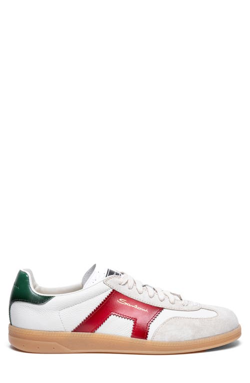 Santoni Dbs Sneakers With Contrast Panel And Rubber Sole In White