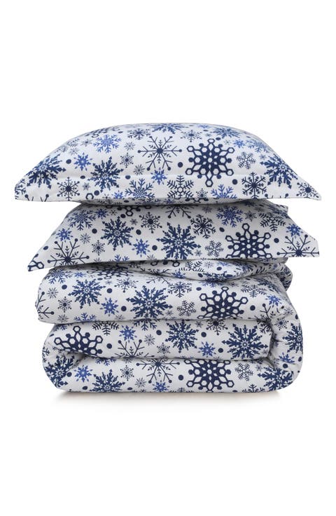Snowflakes Cotton Flannel Duvet Set