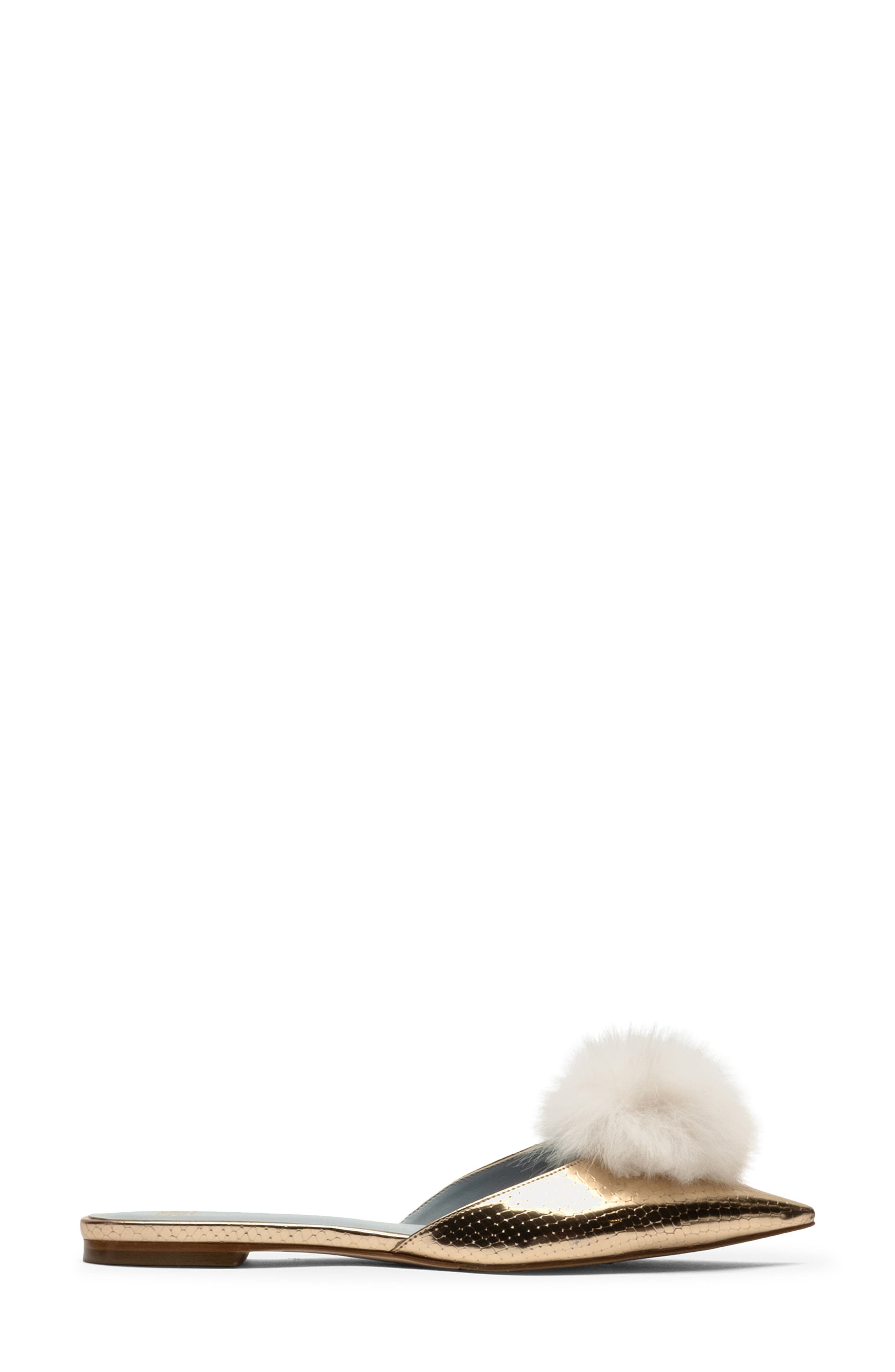 Pauline Pom Pointed Toe Mule, Alternate, color, PLATINO W/ WHITE