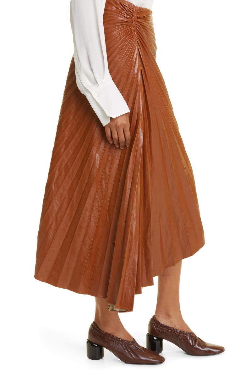 A.L.C. Tracy Asymmetric Pleat Faux Leather Skirt, Alternate, color,