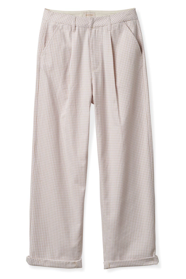Victory High Waist Wide Leg Ankle Pants, Alternate, color, BEIGE GINGHAM