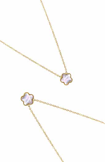 Adornia Set of 2 Mother-of-Pearl Clover Pendant Necklaces