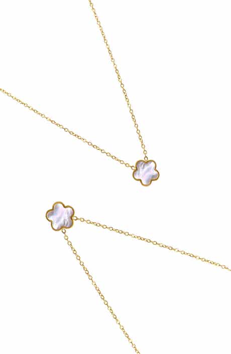 Adornia Set of 2 Mother-of-Pearl Clover Pendant Necklaces