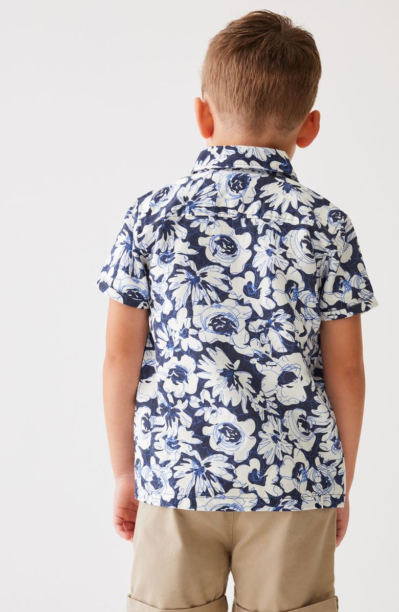 Baker by Ted Baker Kids' Graphic T-Shirt & Floral Short Sleeve Snap-Up Overshirt Set, Alternate, color,