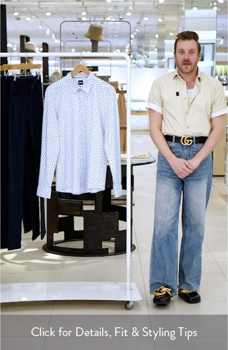 Roan Kent Slim Fit Floral Stretch Button-Up Shirt, sales video thumbnail