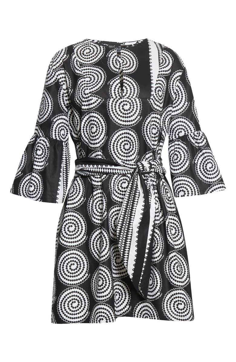 The Oula Company Abstract Print Tie Front Shift Dress, Alternate, color, 