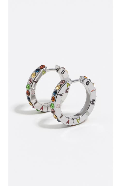 Bimba Y Lola Multicolored Crystals Logo Hoop Earrings In Metallic