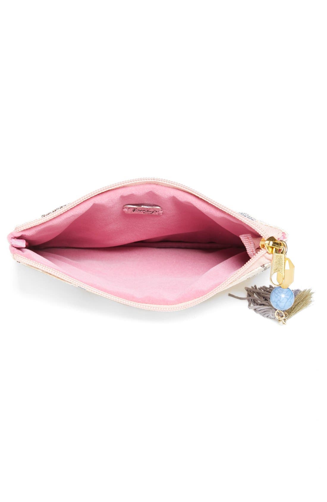 Geometric Print Clutch with Tassel, Alternate, color, PINK
