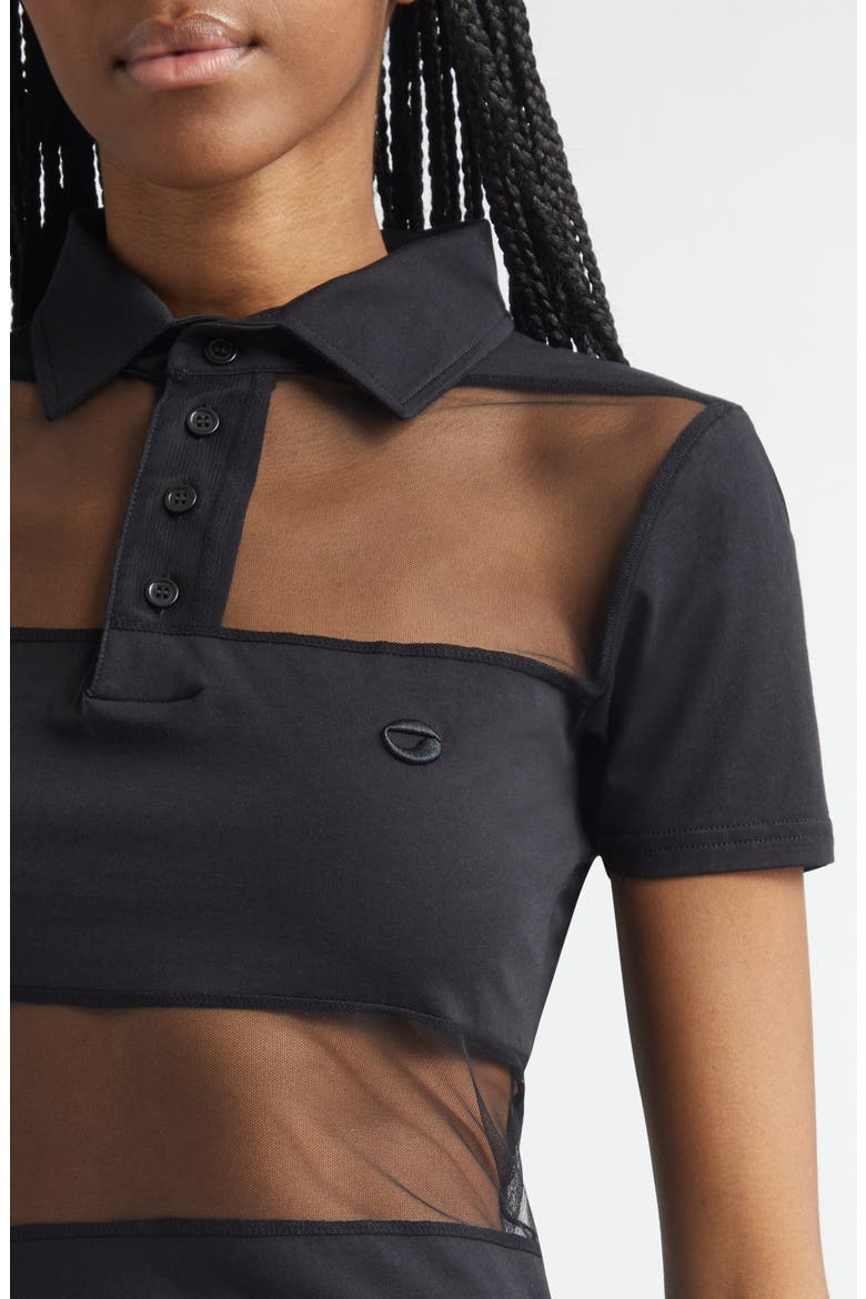 Stripe Sheer Polo, Alternate, color, BLACK BLACK