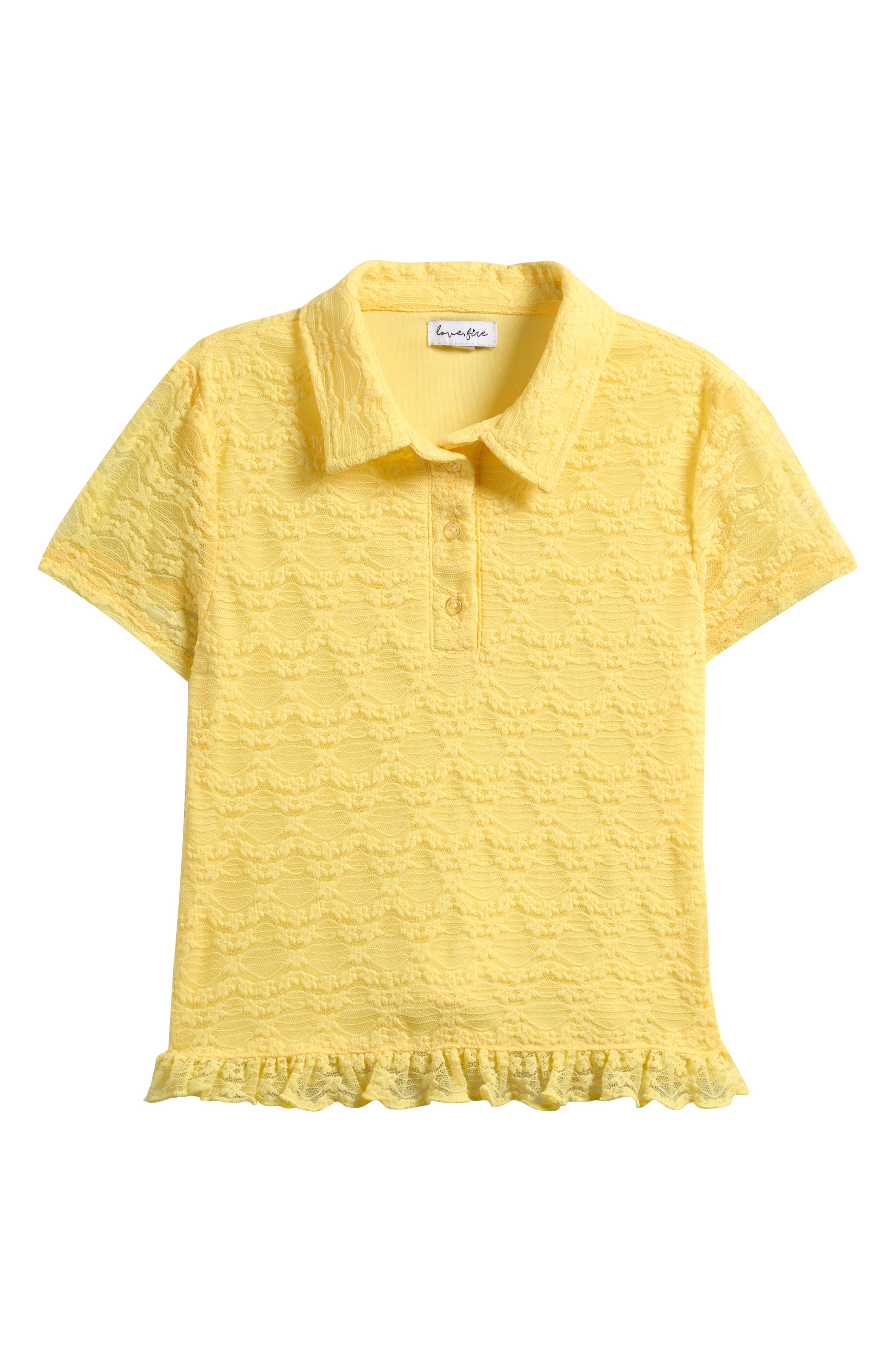 Love, Fire Kids' Ruffle Hem Lace Polo