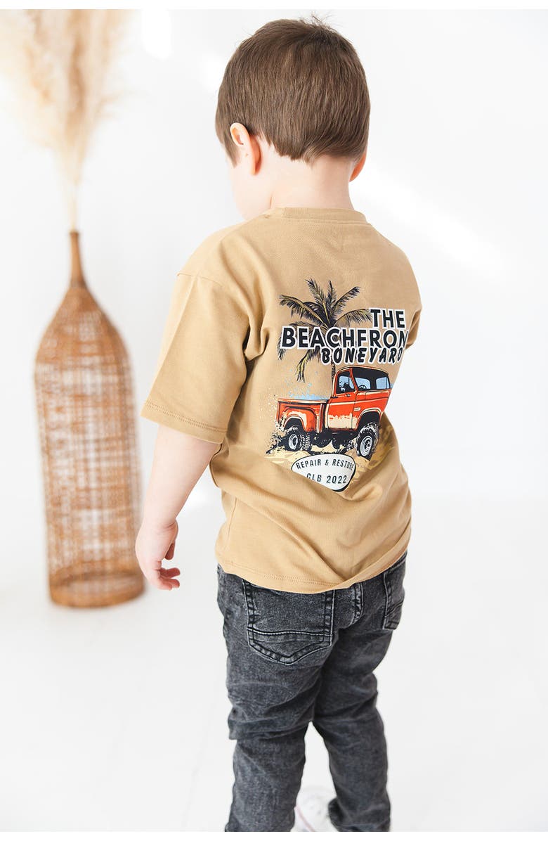 Charlie Lou Baby<sup>®</sup> Little Boy's Beachfront Boneyard Skater T-Shirt, Alternate, color, Beige