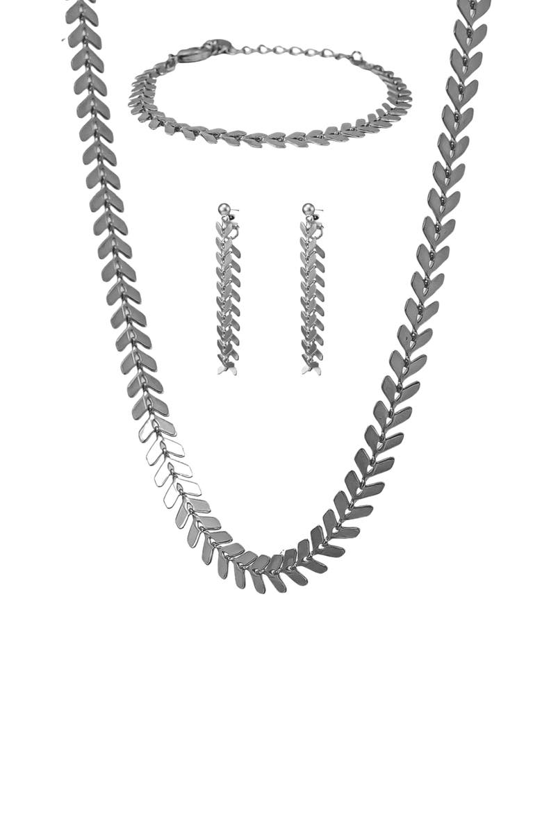 Elara Chevron Jewelry Set Trendy Statement Collection, Main, color, Dark Grey