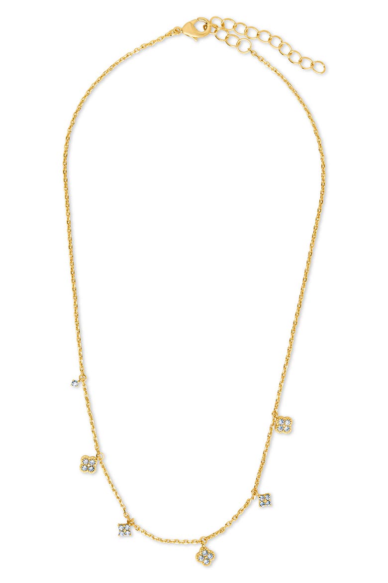 Maike Cubic Zirconia Petal Station Necklace, Main, color, GOLD
