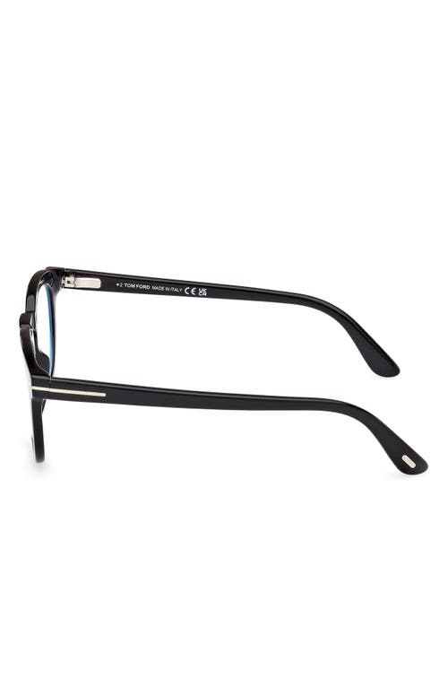 Tom Ford 50mm Small Round Blue Light Blocking Glasses In Multi