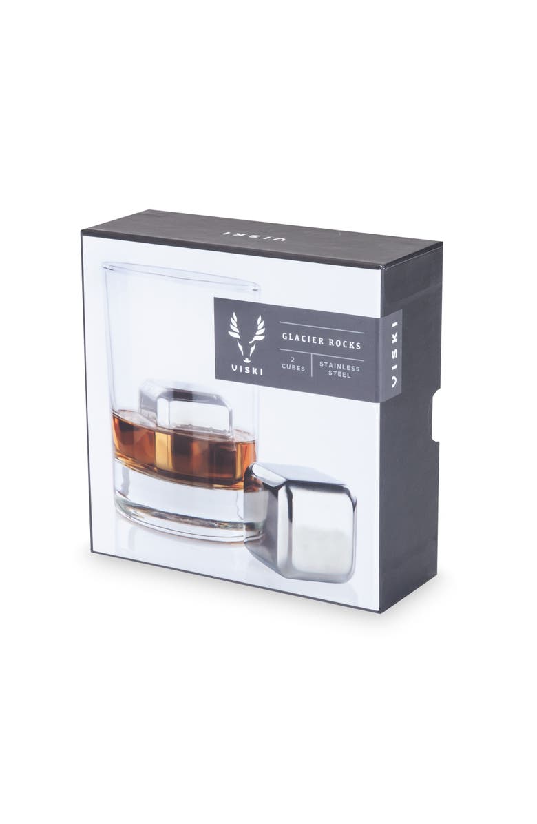 Viski Glacier Rocks Large Cubes in Stainless Steel Set of 2, Alternate, color, Silver