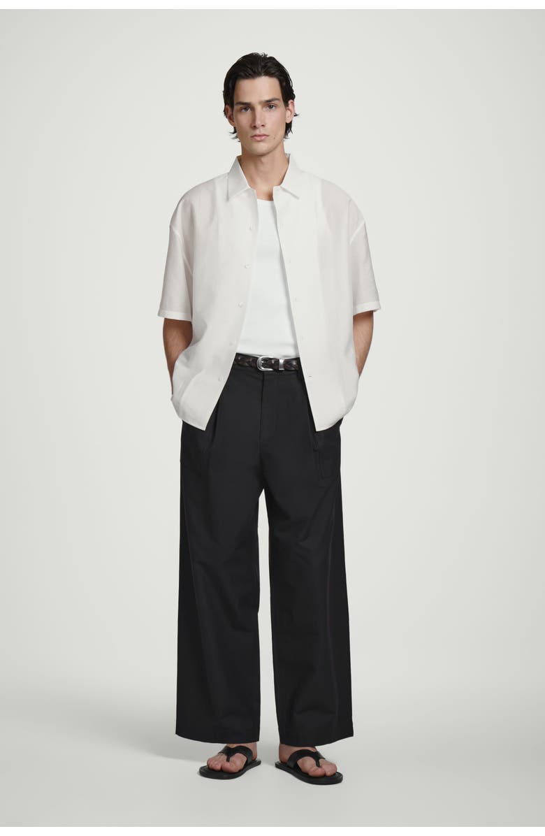 COS Relaxed Short-Sleeved Printed Resort Shirt, Alternate, color, White / Leaf Print