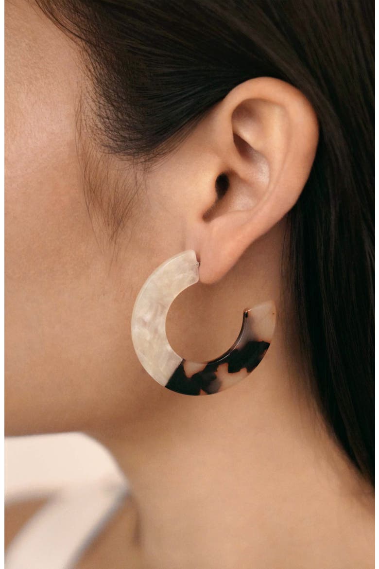 Tortoise Resin Hoop Earrings, Alternate, color, TORTOISE
