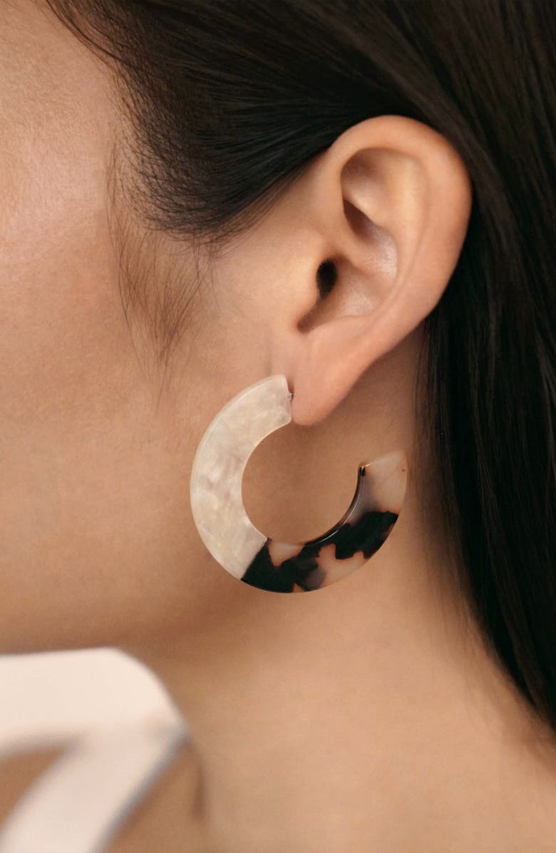 Ettika Tortoise Resin Hoop Earrings, Alternate, color, Tortoise