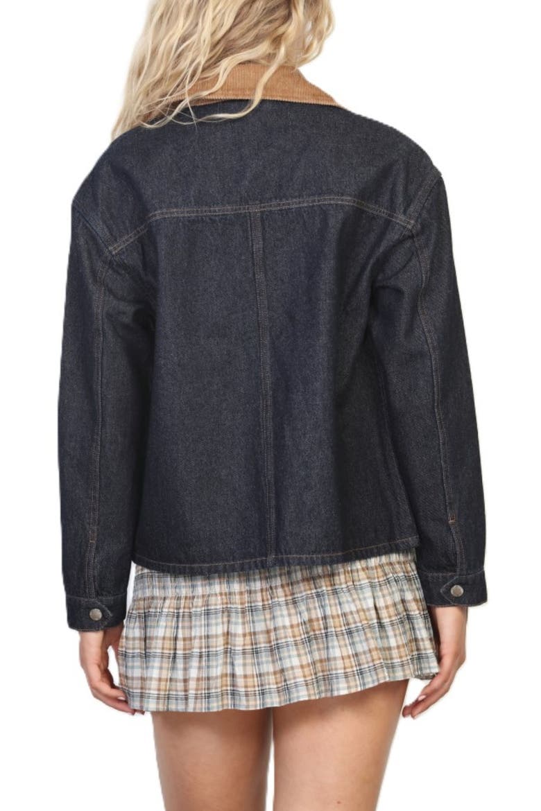 Corduroy Collar Denim Chore Jacket, Alternate, color, DARK INDIGO