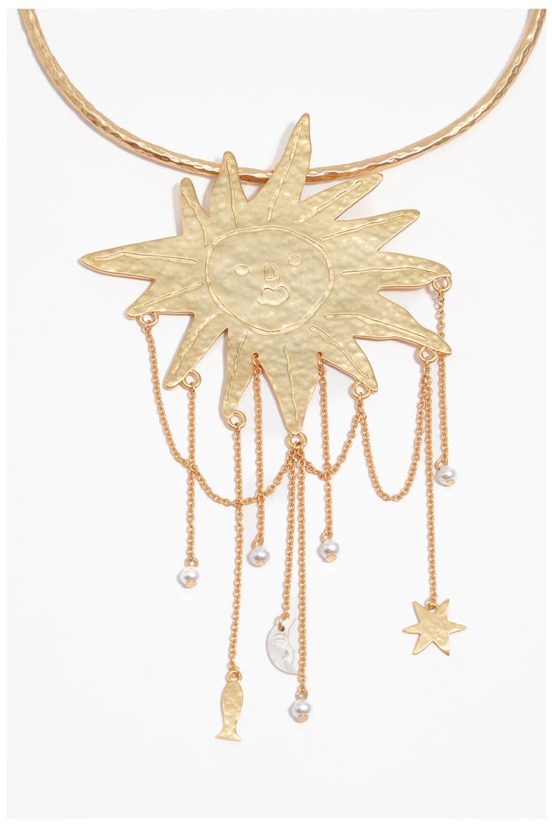 Sun And Moon Necklace, Alternate, color, GOLD