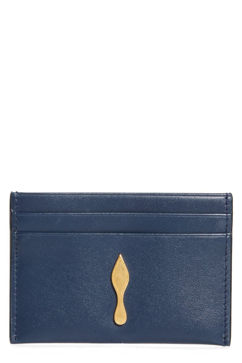 Bettina Leather Card Case, Main, color, MARINE/ GOLD