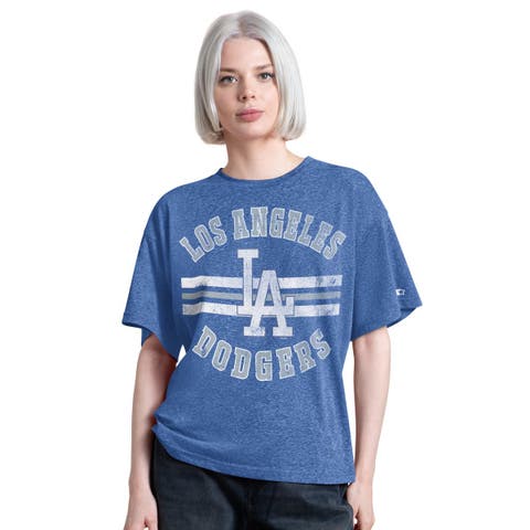 Women's Starter  Royal Los Angeles Dodgers Jump Shot Boyfriend Tri-Blend T-Shirt