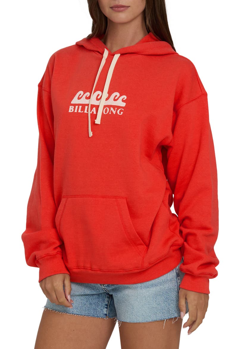 Surfing in Town Fleece Graphic Hoodie, Alternate, color, FIESTA RED