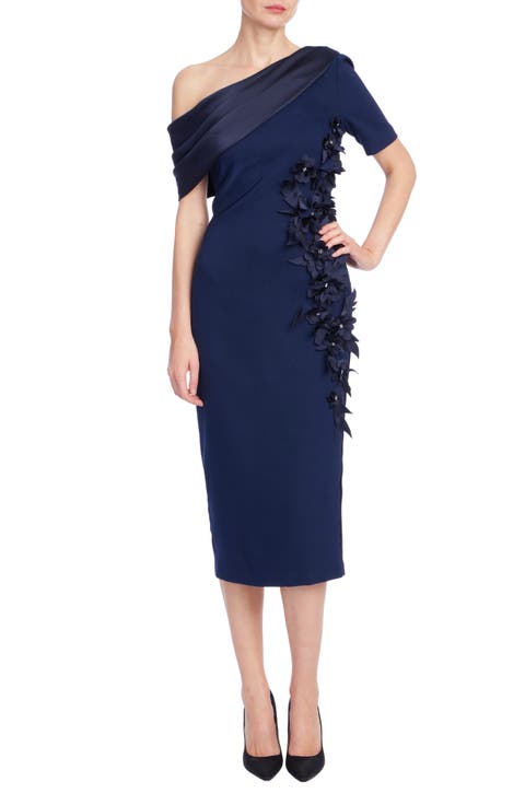 Floral One-Shoulder Cocktail Dress