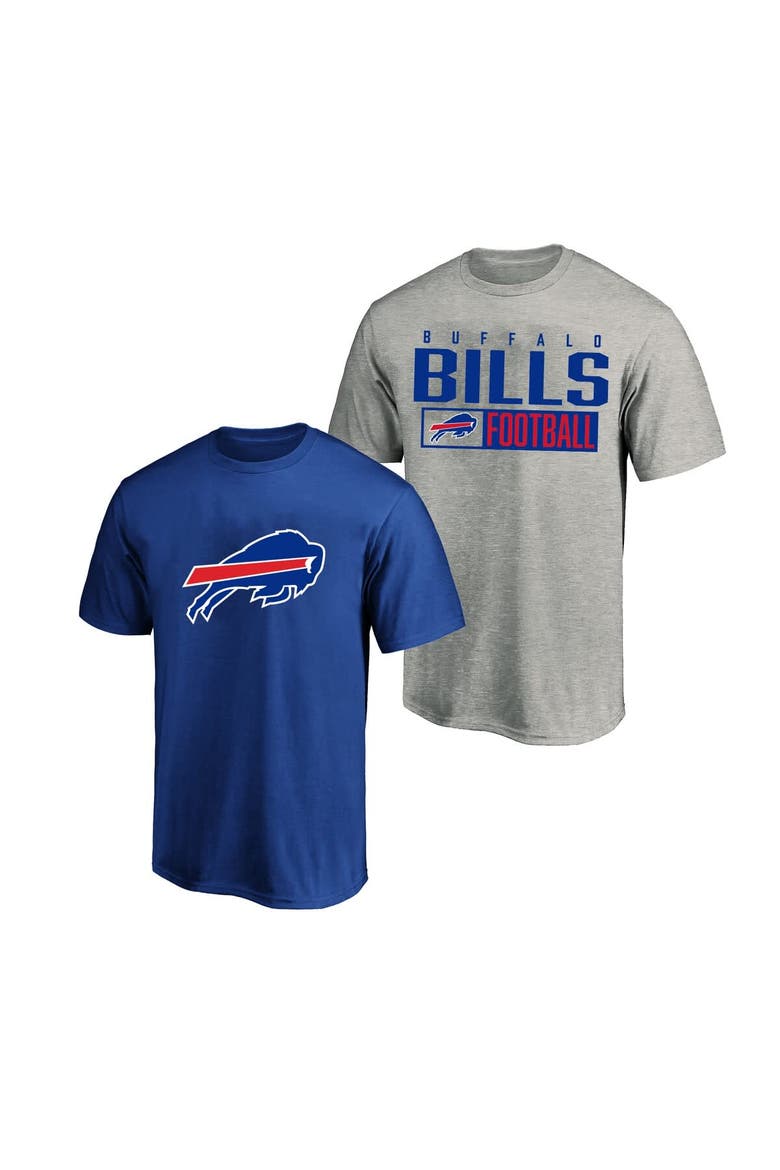 Men's Fanatics  Heather Gray/Royal Buffalo Bills Big & Tall 2-Pack T-Shirt Set, Main, color, Heather Gray