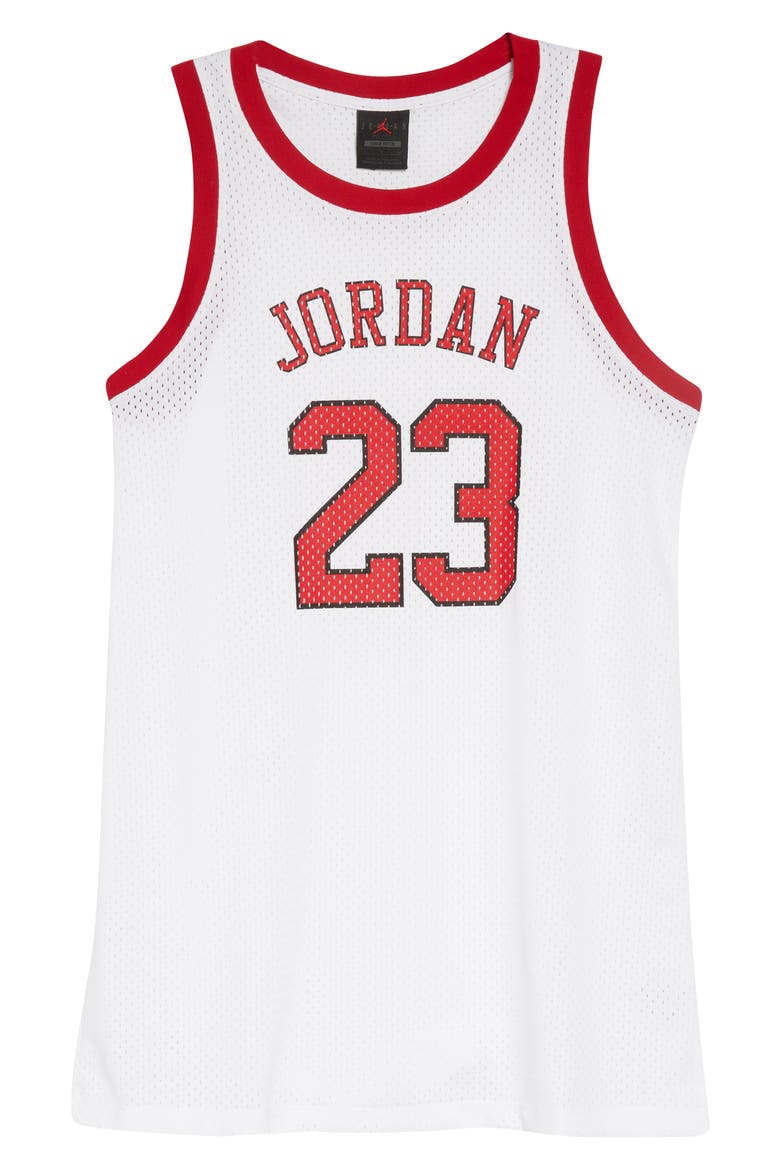 Heritage Jersey Dress, Alternate, color, WHITE/ GYM RED/ BLACK