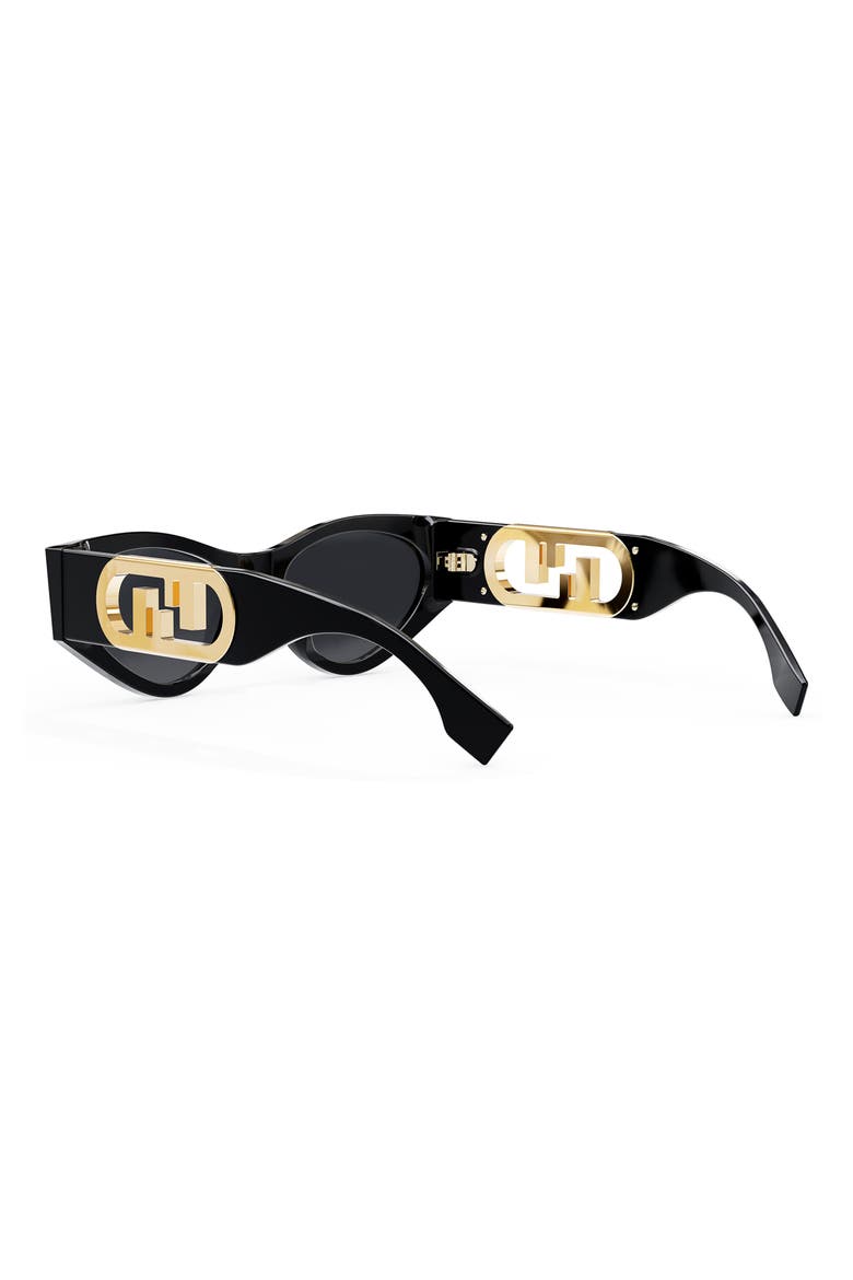 'Fendi O'Lock 54mm Cat Eye Sunglasses, Alternate, color, SHINY BLACK / SMOKE