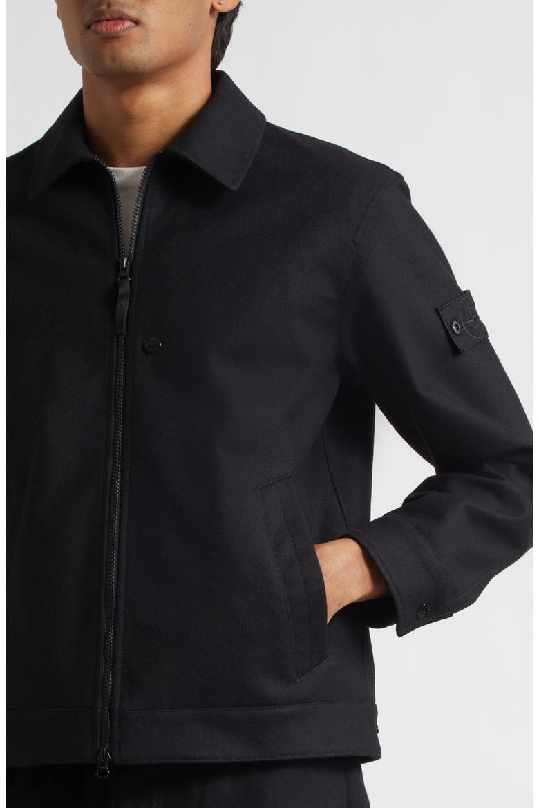 Ghost Water Resistant Virgin Wool Blend Flannel Jacket, Alternate, color, BLACK